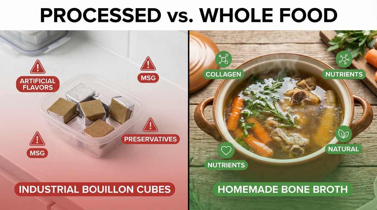 Bouillonblokjes versus echte bone broth vergelijking