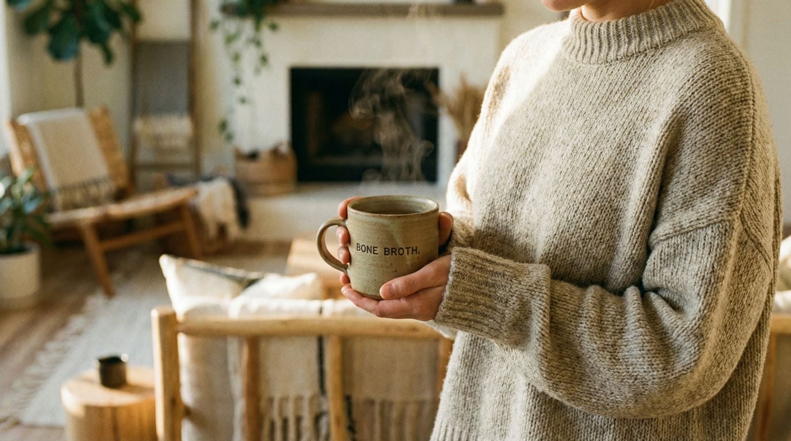 Zwangere vrouw drinkt bone broth